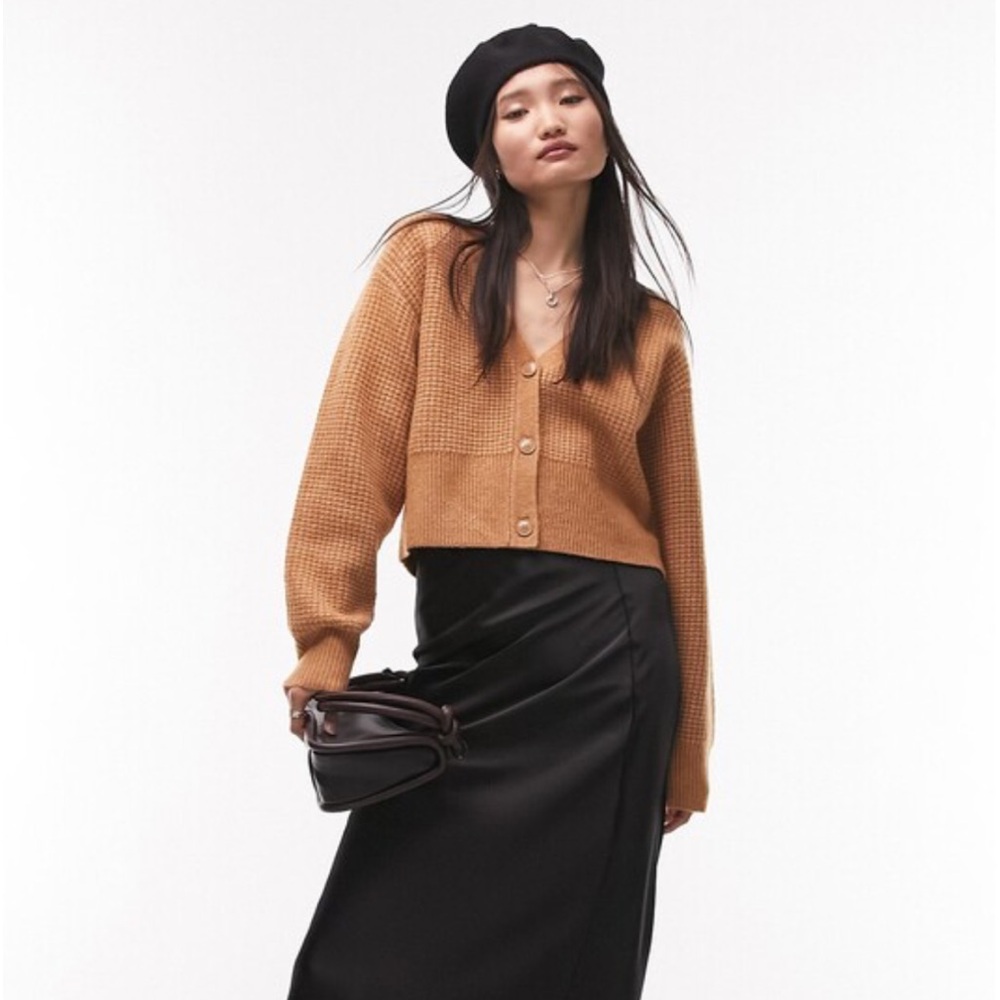 Topshop waffle knit crop cardigan